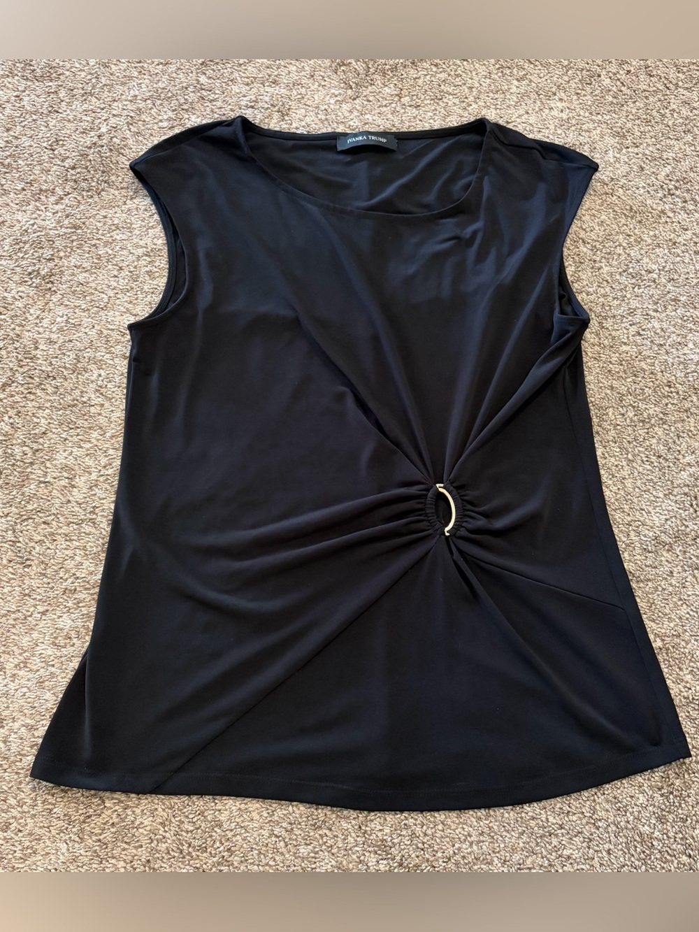 Ivanka Trump Women’s Black Sleeveless Blouse Ring-Twist Top Size XS